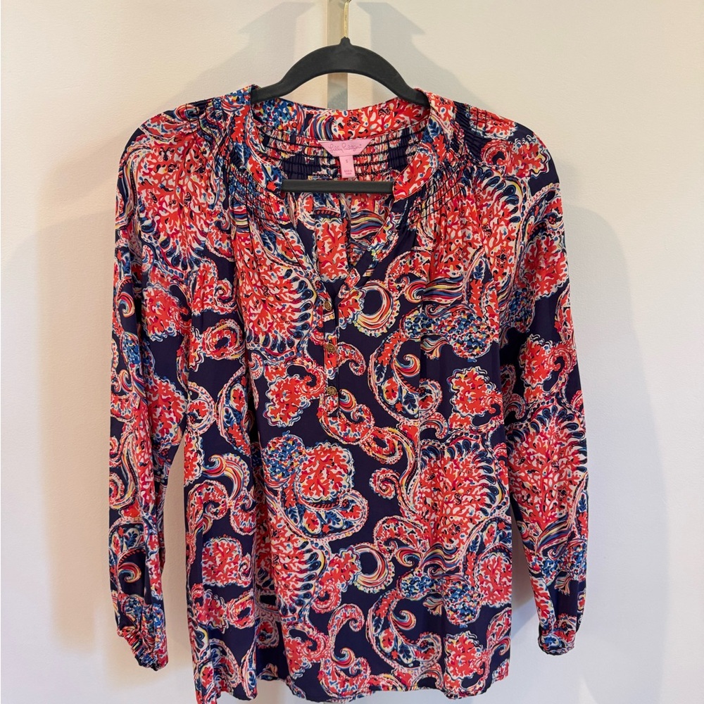 Lilly Pulitzer Red and Blue Paisley Elsa Top